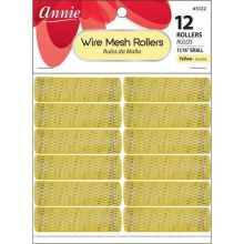 Annie Wire Mesh Rollers - Yellow Small 1/2" Diameter, 11/16" 2 1/2" Width - 12 ct
