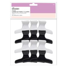 Diane Large Butterfly Clips 3.25" Black/White 12 Pack