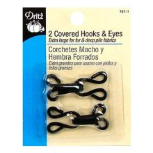 Dritz Covered Large Hooks and Eyes - 2 sets - Black by Manhattan Wardrobe Supply