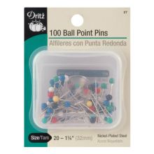 Dritz Nickel Plated Steel Ballhead Size 20/1-1/4 Ball Point Straight Pins - 100 ct.