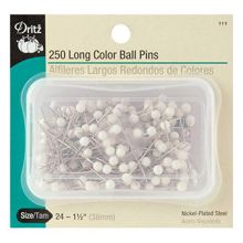 Dritz Quilter's White Ball Head Straight Pins-Size 1 1/2" long by Manhattan Wardrobe Supply