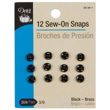 Dritz Sew On Snaps-size 3/0 -12 ct