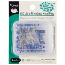 Dritz Ultra Fine Glass Head Pins Blue Size 22 1 3/8" - 150 ct. | MWS