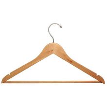 Flat Wooden Suit hanger with Bar and notches - natural - 17" | MWS