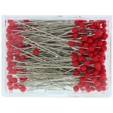 IBC Glass Head Pins - (Size 23 - 1 3/8"  long - 250 ct.) - Red by Manhattan Wardrobe Supply