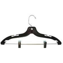 Plastic Dress Hanger with Clip- Black - 17"