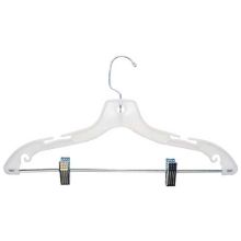 Plastic Dress Hanger with Clip- White - 17" by Manhattan Wardrobe Supply