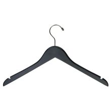 Rubber Coated Flat Notched Wooden Top Hanger 17" - Matte Black | MWS