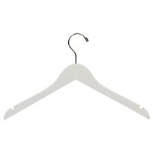 Rubber Coated Flat Notched Wooden Top Hanger 17" - Matte White