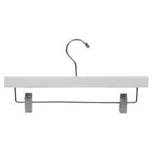Rubber Coated Wooden Pant/Skirt Hanger w/ Clips 14" - Matte White | MWS