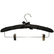 Satin Padded Combo Hanger with shoulder studs - Black -16" by Manhattan Wardrobe Supply