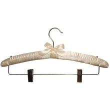 Satin Padded Combo Hanger with shoulder studs - Ivory -16" by Manhattan Wardrobe Supply