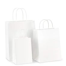 White Paper Shopping Bag w/Handle by Manhattan Wardrobe Supply