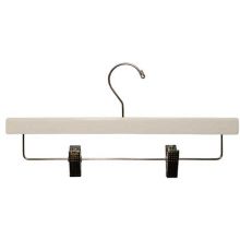 Wooden Skirt and Pant Hanger with Clips - White - 14" by Manhattan Wardrobe Supply